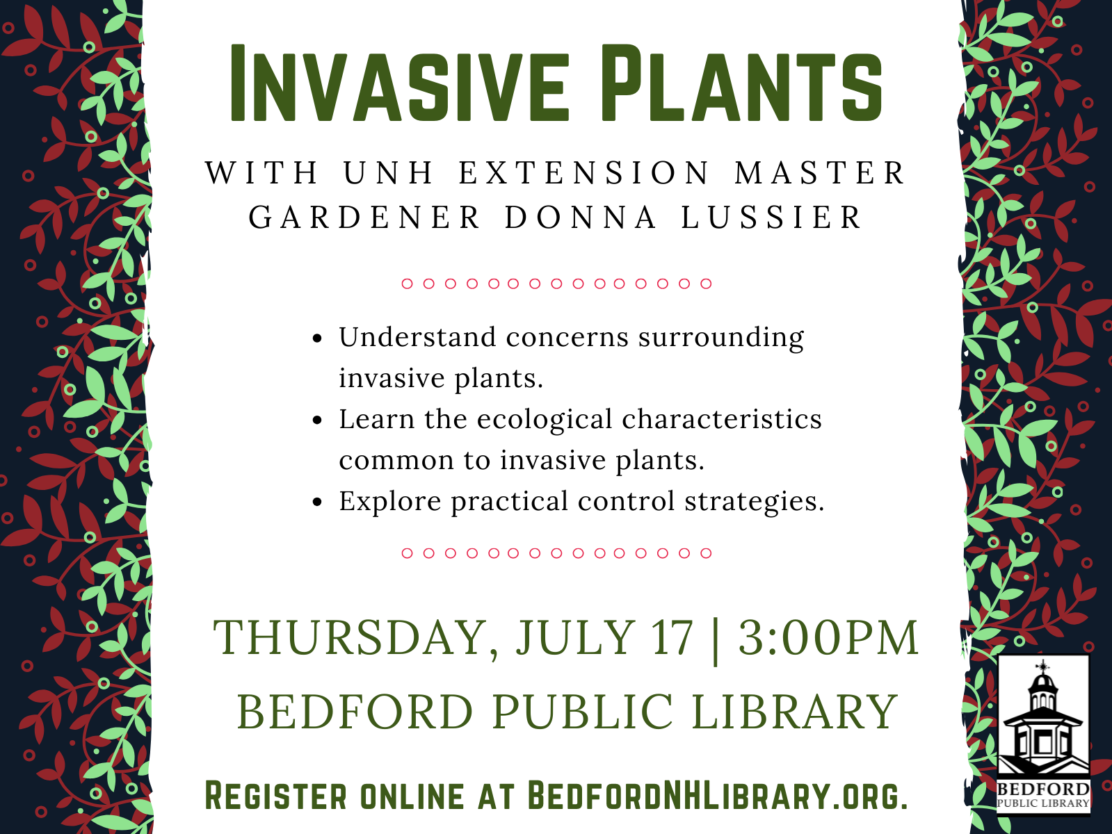 Invasive Plants with UNH Extension Master Gardener Donna Lussier on July 17