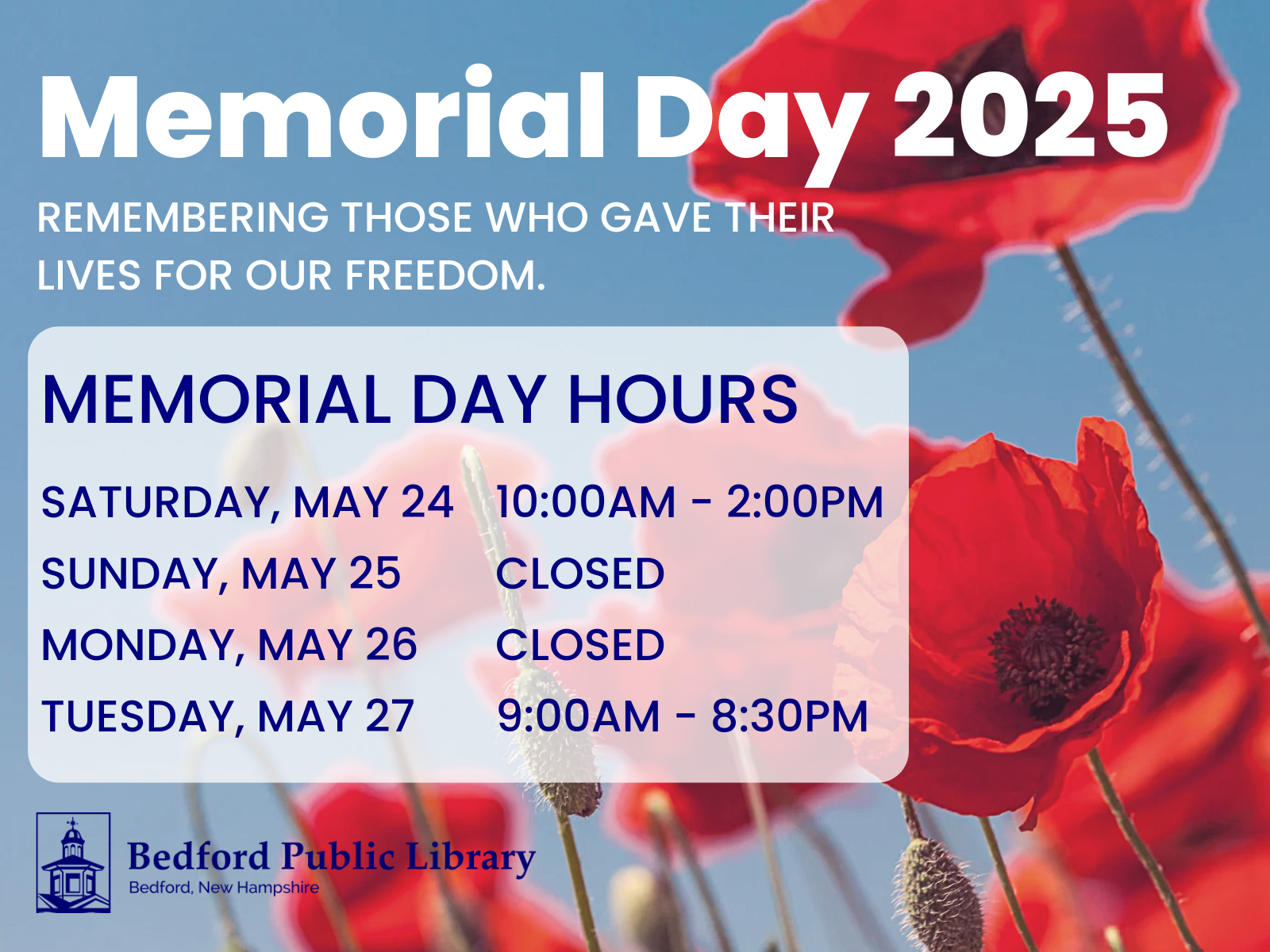 Memorial Day hours 2025