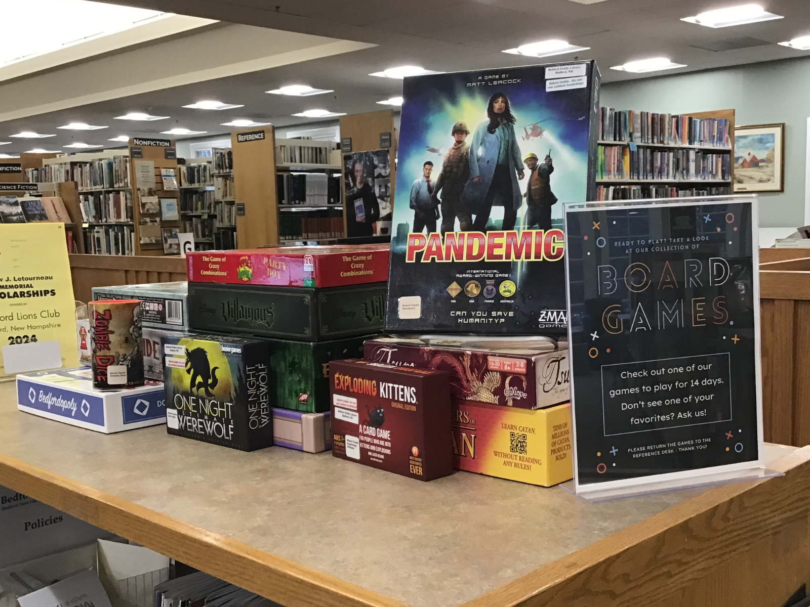 The Board Game collection in its new home at the Bedford Public Library